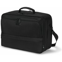 Black Dicota D32032-RPET laptop briefcase, 16", with padded handle, front zipper pocket, and detachable shoulder strap.