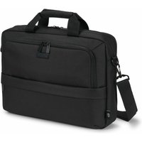 Black Dicota laptop briefcase, 17.3", with dual handles, front zipper pocket, and adjustable shoulder strap.