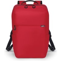 Red Dicota D32121-RPET backpack, sleek design, black straps, top handle, made from recycled polyester material.