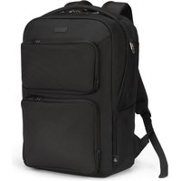 Black Dicota SEVEN backpack with multiple zippered compartments and padded shoulder straps, fits 14-16 inch laptops.