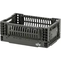 Foldable black storage basket by Alpha Industries with ventilated sides and a star logo on the bottom corner.