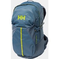 Navy Helly Hansen 20L backpack with yellow accents, front zip pocket, and padded straps.