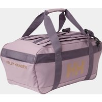 Purple Helly Hansen unisex duffel bag with dual handles, side logo, and zippered top closure.
