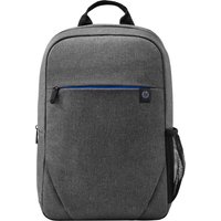 Gray HP Prelude Backpack 15.6" with front zip pocket, black handle, and side mesh water bottle holder.