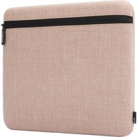 Pink Incase laptop sleeve, 33 cm, with black zipper and textured fabric finish.