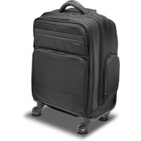 Black Kensington Contour 2.0 Pro Overnight Laptop Spinner with four wheels, multiple zippered compartments, and padded handle.