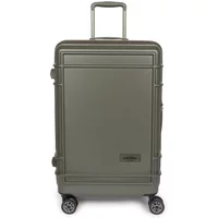 Large olive green hard suitcase Eastpak Resist'R with four wheels and telescopic handle.