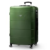 Green LUGG 28" suitcase, hard shell, 4 wheels, TSA lock, lightweight ABS, suitable for major airlines, 75x49x29cm.