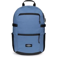 Blue Eastpak medium backpack with black accents, water bottle holder, and laptop sleeve.