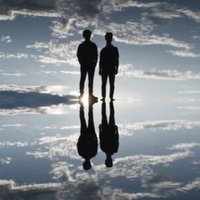 Vinyl record titled "New Year's Eve" by Vinyl Castle, featuring silhouetted figures against a mirrored sky background.