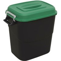 Green-lidded Sealey 75L refuse/storage bin with black body and side handles.