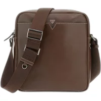Brown Guess Firenze shoulder bag with adjustable strap, square shape, and silver buckle detailing.