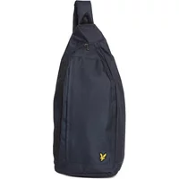 Navy Lyle & Scott sling shoulder bag with single strap, zip closure, and yellow eagle logo on the front.
