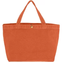 Orange small canvas tote bag with dual handles and a gold snap closure by SG Accessories Bags.