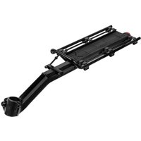 Black Topeak Beam Rack II MTX 2.0 with adjustable mounting arm and integrated red reflector.