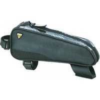Black Topeak Fast Fuel Tribag with zipper, reflective strip, and adjustable straps for bike frame attachment.