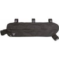 Black Topeak Midloader Frame Bag, 6 Litre, with three attachment straps and a side zipper pocket.
