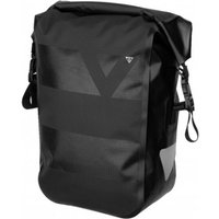 Black Topeak Pannier DryBag 16L with roll-top closure, side buckles, and reflective accents.