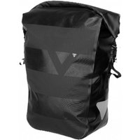 Black Topeak Pannier DryBag with roll-top closure, reflective accents, and side buckles, 24L capacity.