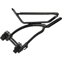 Black Topeak TETRARack GR2 bike rack with adjustable arms and quick-release mounts for rear wheel attachment.
