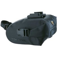 Black Topeak Wedge Drybag Saddle Bag with QuickClip, featuring a sleek design and secure buckle closure.