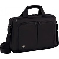 Black Wenger/SwissGear 16" messenger notebook case with dual front pockets, top handles, and adjustable shoulder strap.