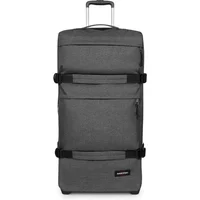 Gray Eastpak Transit'r Plus wheeled bag with telescopic handle, front zip pocket, and side compression straps.