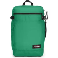 Green Eastpak Transit'r Pack wheely bag with black zippers, adjustable straps, and top handle.