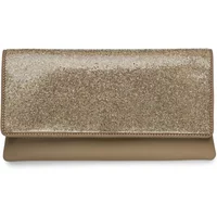 Gold glittery Steve Madden women's clutch bag with a fold-over flap design.