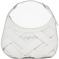 White Desigual Cromo Haiti Mini handbag with woven texture and curved top handle.