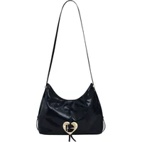 Black Desigual Gala Zala shoulder bag with heart-shaped clasp and adjustable strap.