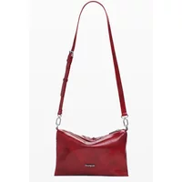 Red Desigual Glow Dortmund 3.0 shoulder bag with adjustable strap, sleek design, and subtle logo on front.