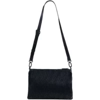 Black Desigual shoulder bag with adjustable strap and subtle wavy texture pattern.