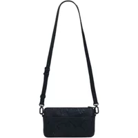 Black Desigual Paladio women's shoulder bag with adjustable strap and subtle embossed floral pattern.