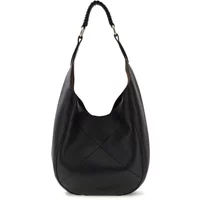 Black Guess Pauline Hobo shoulder bag with textured leather, single strap, and subtle logo detail.