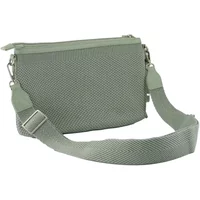 Gray TBS Jaza women's shoulder bag with textured fabric and adjustable strap.