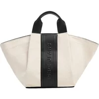 Cream tote bag with black handles and central black stripe featuring "Pepe Jeans" logo.