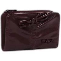 Burgundy Desigual Rodio Emma 2.0 women's wallet with bow detail and embossed logo.