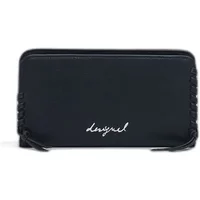 Black Desigual Torio women's wallet with braided edges and white logo on the front.