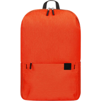 Orange Xiaomi Mi Backpack with black zippers, front pocket, and top handle.