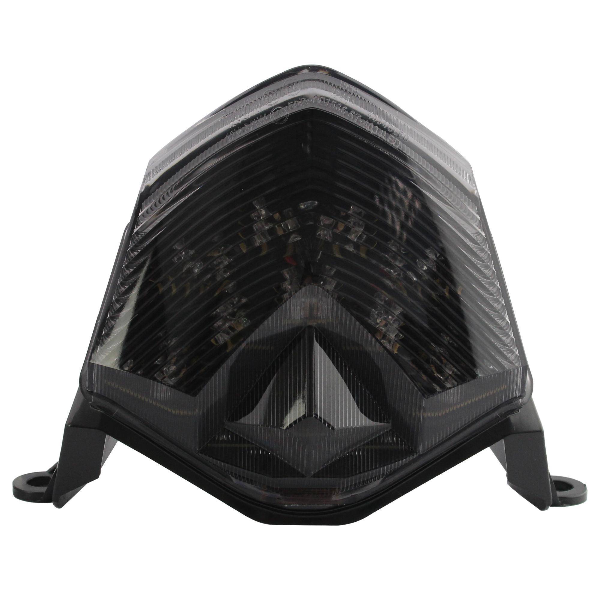 LED rear tail light with a cool grey lens, featuring a sleek, aerodynamic design and multiple light elements, specifically designed for Kawasaki ZX-6R Ninja models from 2009 to 2011.