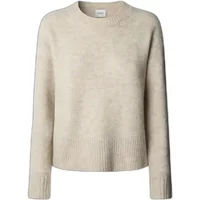 Beige Pepe Jeans Cecil women's sweater, long sleeves, ribbed cuffs and hem, crew neck.
