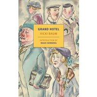 "Grand Hotel book cover with illustrated characters in vintage attire, yellow title box, and author's name Vicki Baum"