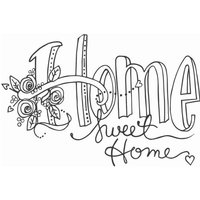 "Home Sweet Home" Spellbinders stamp with floral accents and cursive script.