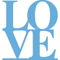 Blue "LOVE" die-cut by Marianne Design, with bold, stacked letters in a classic serif font.