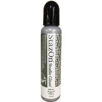 StazOn Studio Glaze bottle, silver color, black cap, 25ml, with decorative label design.
