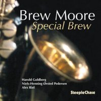 "Special Brew album cover with saxophone close-up and artist names in white and yellow text on black background"