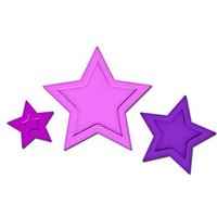 Pink and purple star-shaped wall decals in varying sizes, featuring a glossy finish and bold outlines.