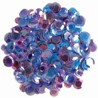 "Sweet Dreams" iridescent sequins in shades of blue and purple, round and hexagonal shapes, by Go Craft Distribution.