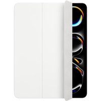 White Apple Smart Folio for iPad Pro 13-inch, sleek cover with a foldable design partially revealing the screen.